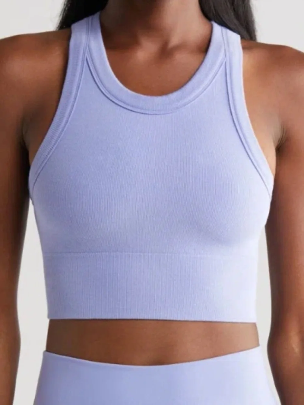 Alo Yoga Seamless Delight High Neck Bra Periwinkle